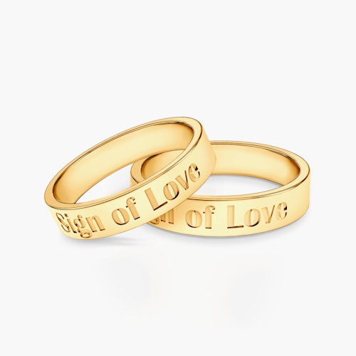 Obrączki partnerskie Sign of Love®: złote, płaskie 4mm